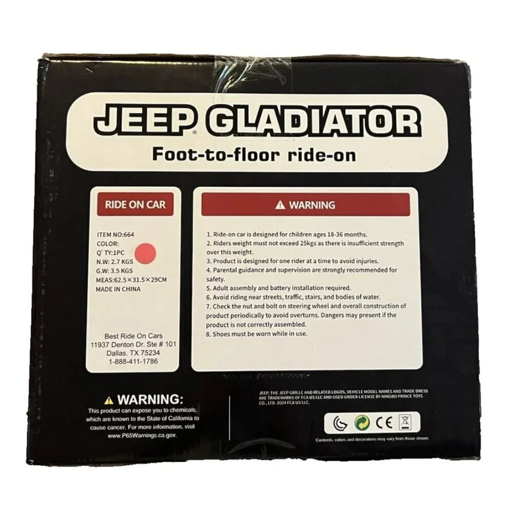 NEW Jeep Rubicon Gladiator Foot to Floor Ride-On - Pink